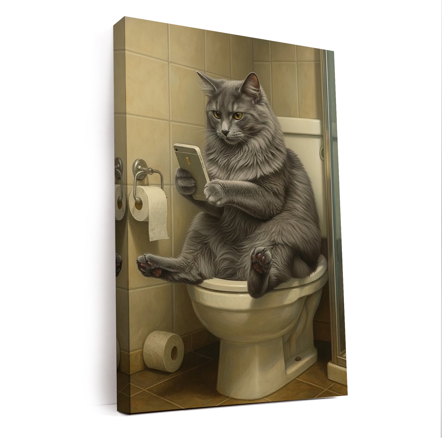 Custom Photo Cat Bathroom Style 3 Canvas Gift For Cat Lovers