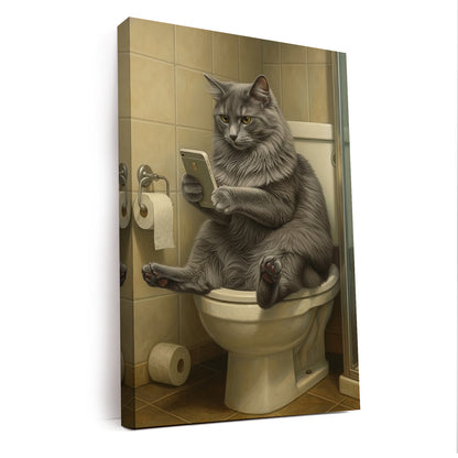 Custom Photo Cat Bathroom Style 3 Canvas Gift For Cat Lovers