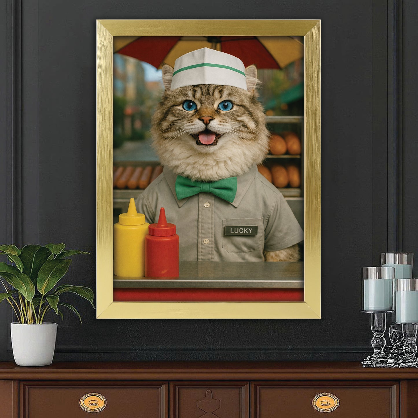 Custom Photo Hot Cat Canvas Framed Wall Art  Gift For Cat Lovers