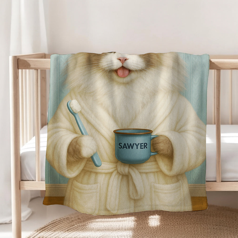 Custom Photo Cat Bathroom Blanket Cat Gifts Lovers