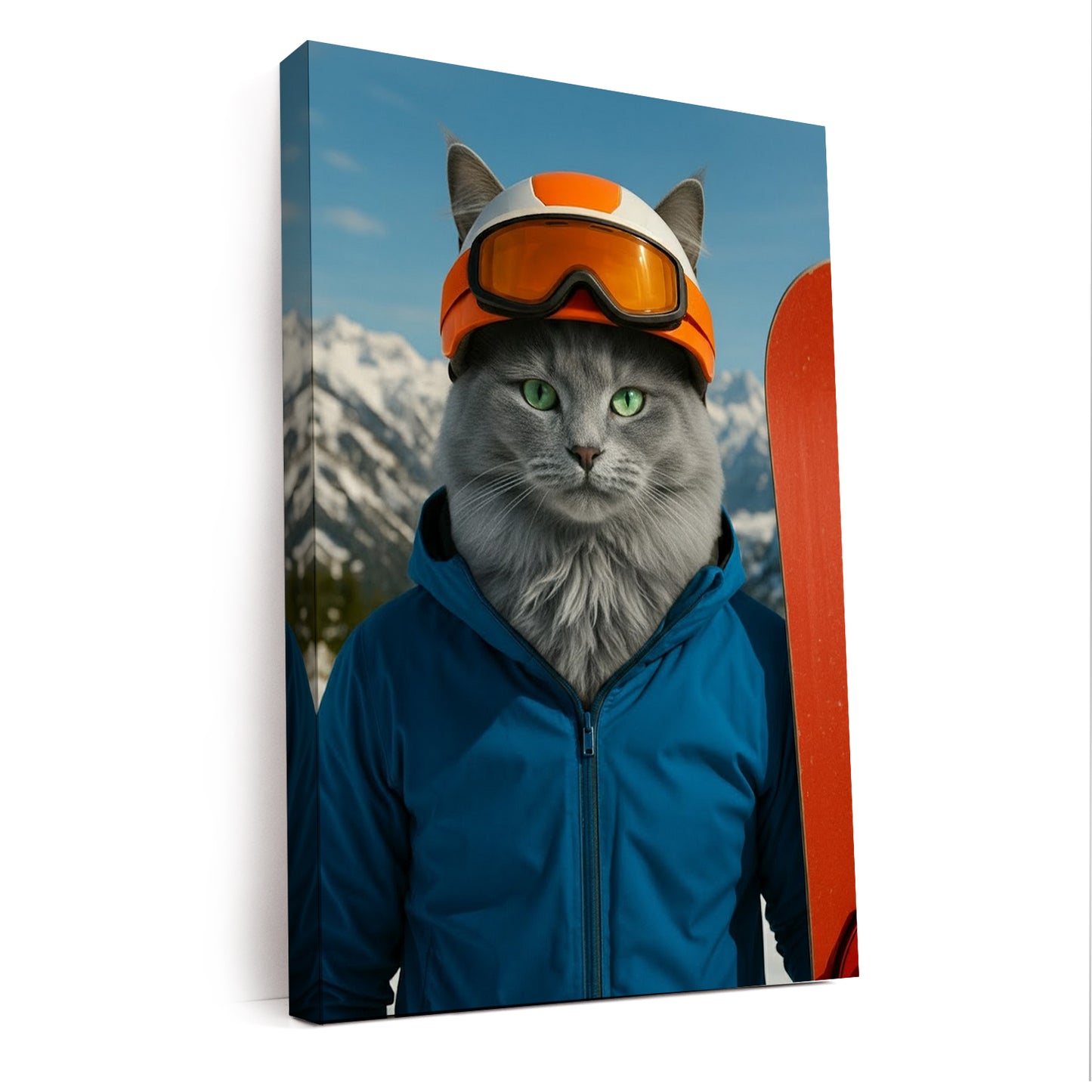 Custom Photo Snowboarder Cat Canvas Gift For Cat Lovers