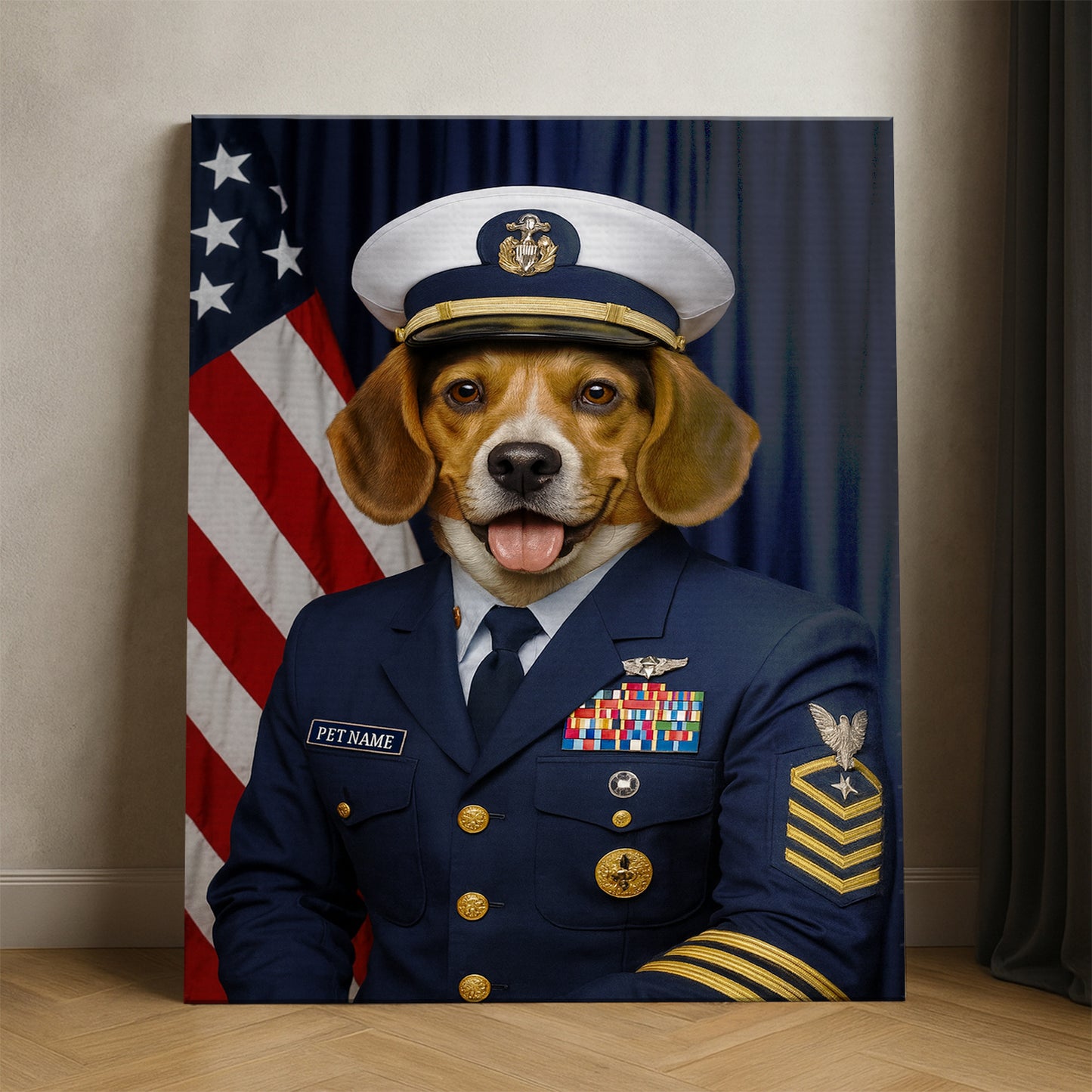 Custom Dog Photo Us Navy Canvas _ Gift For Dog Lovers