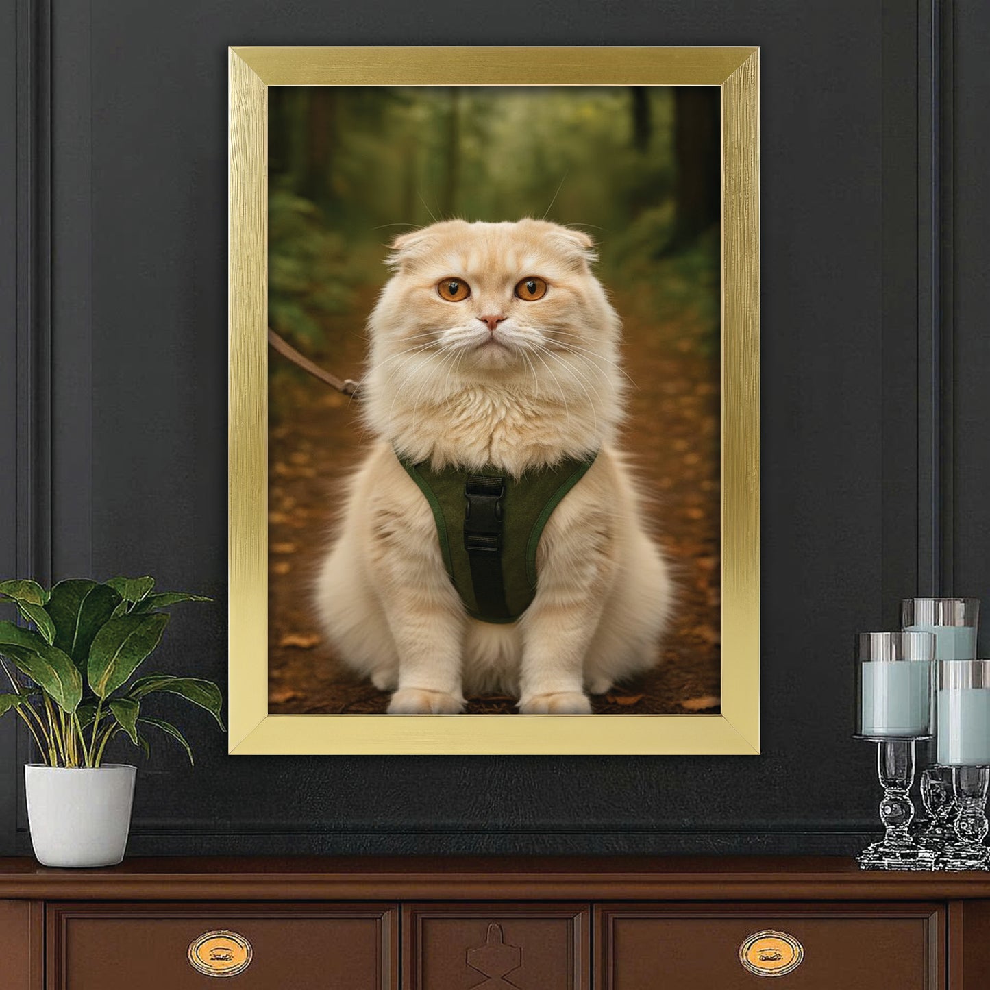 Custom Photo Hiking Cat Canvas Framed Wall Art  Gift For Cat Lovers
