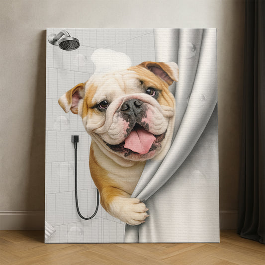 Custom Dog Photo Dog In Bathroom Canvas Gift For Dog Lovers