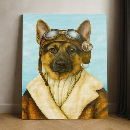 Custom Photo Portrait Pilot Canvas Gift For Dog Lovers