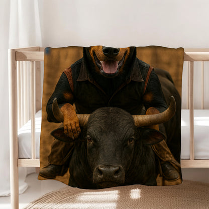Custom Photo Bull Rider Cowboy Dog BlanketGift For Dog Lovers