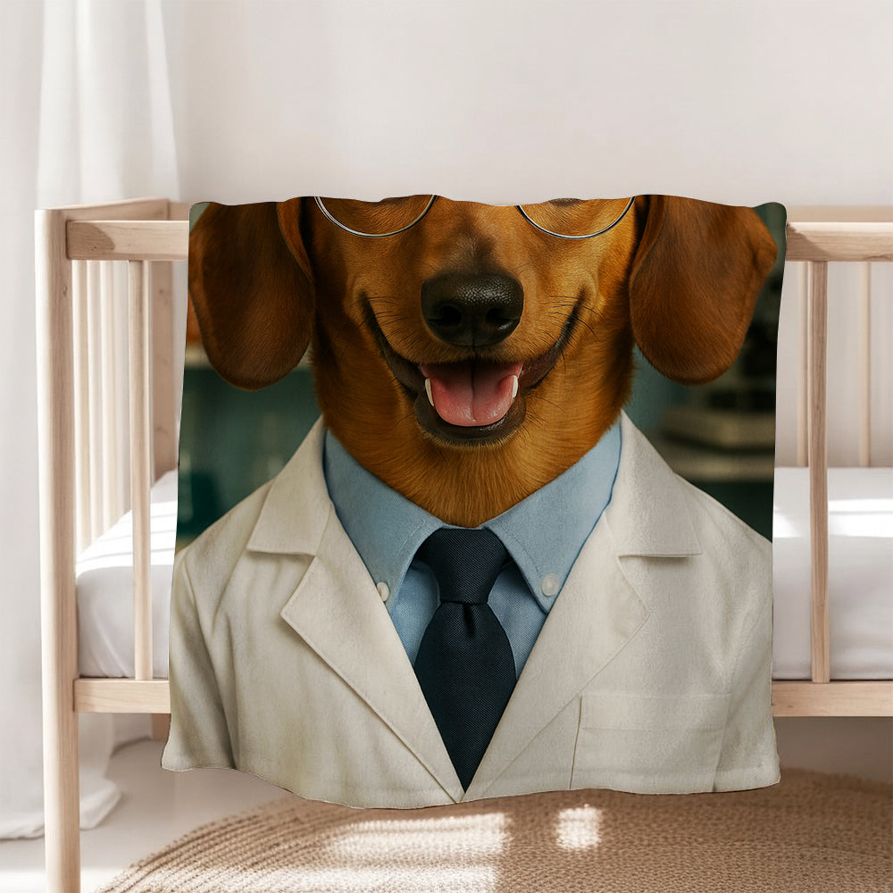 Custom Photo Scientist Dog BlanketGift For Dog Lovers