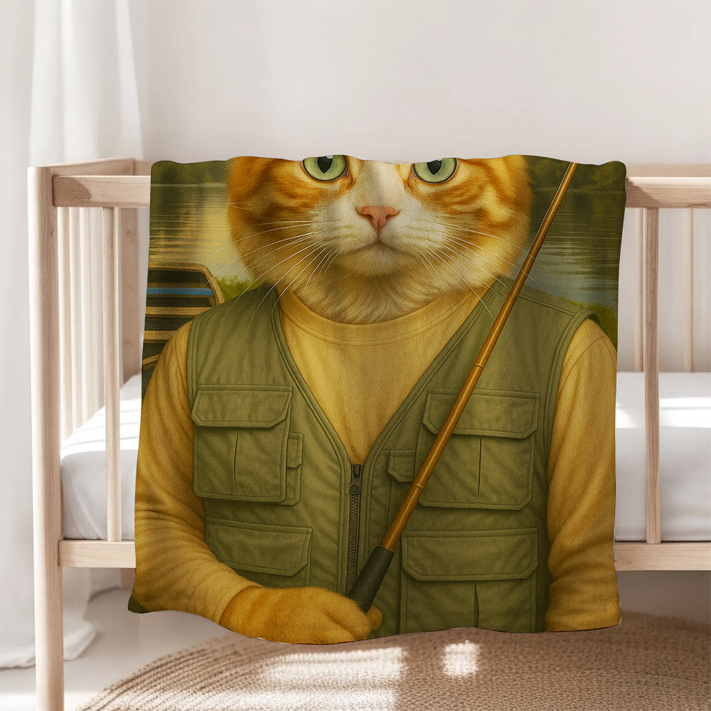 Custom Photo Fisherman Cat Blanket