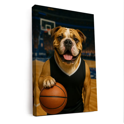 Custom Photo Basketball Player Dog Canvas Gift For Dog Lovers
