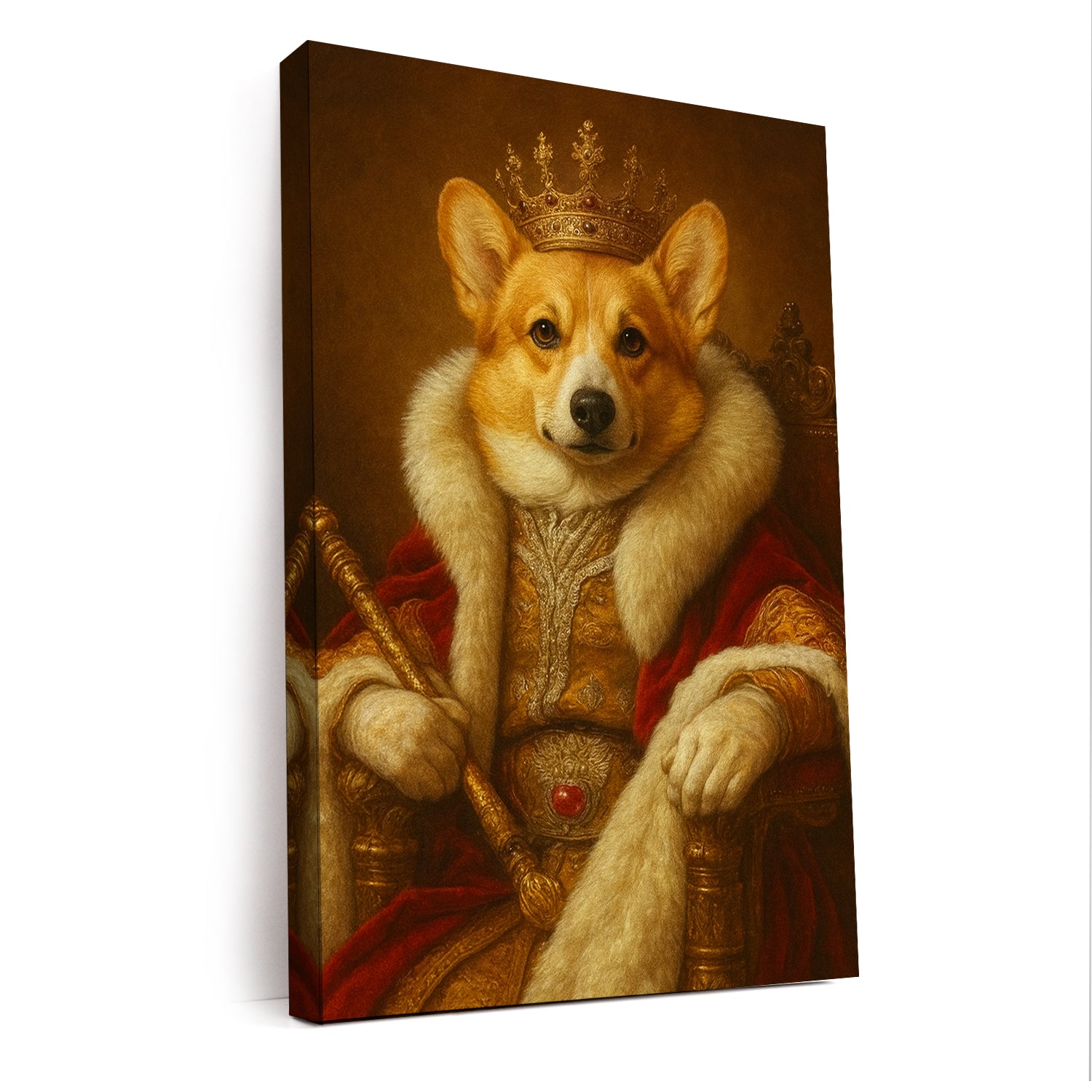 Custom Photo King Royal With Crown Dog Canvas Gift For Dog Lovers