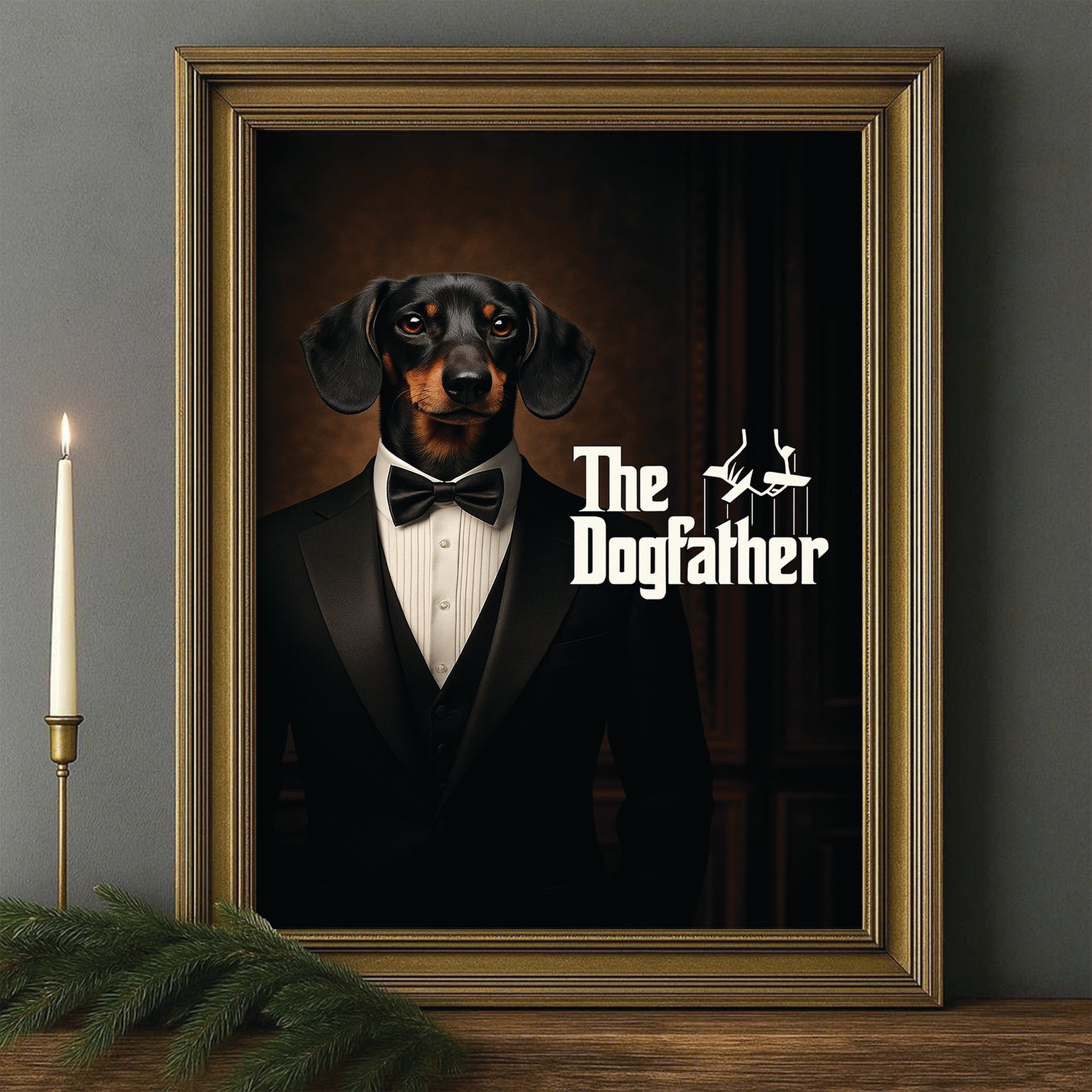 Custom Photo Dog Father Canvas Framed Wall Art Framed Wall Art _ Gift For Dog Lovers