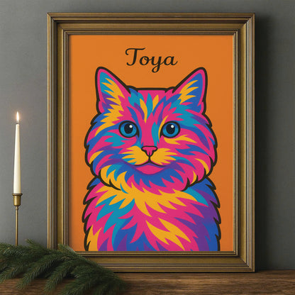 Custom Photo Minimalist Cat Canvas Framed Wall Art Gift For Cat Lovers