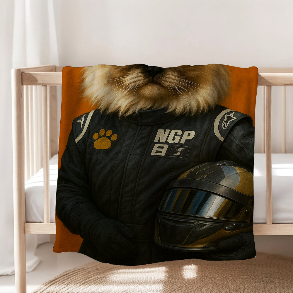 Custom Photo Cat Racer Blanket Gift For Cat Lovers