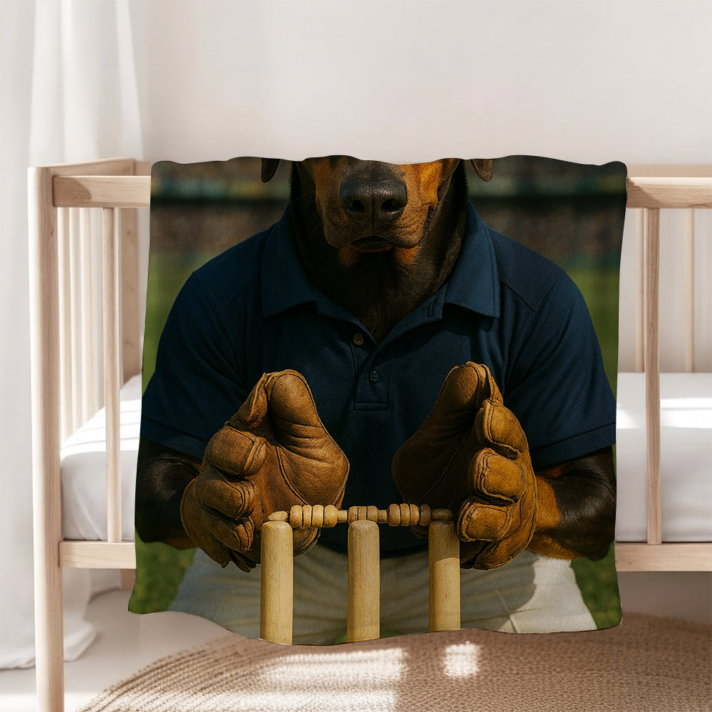 Custom Photo Cricket Player Dog BlanketGift For Dog Lovers
