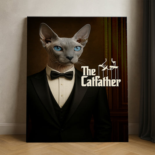 Custom Photo Cat Father Canvas _ Gift For Cat Lovers