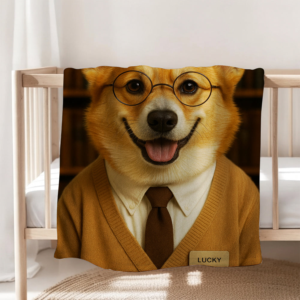 Custom Photo Librarian Book Lover Dog BlanketGift For Dog Lovers