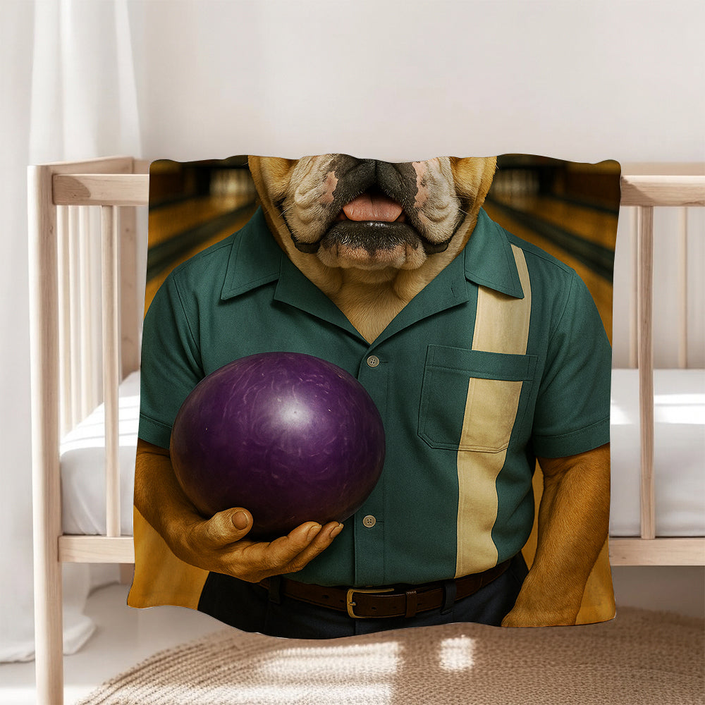 Custom Photo Bowling Dog BlanketGift For Dog Lovers