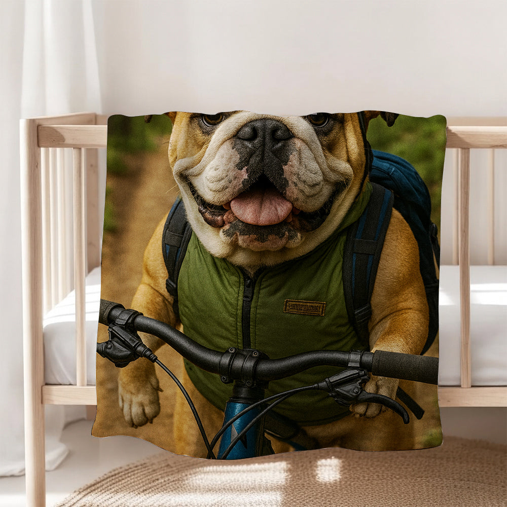 Custom Photo Mountain Biker Dog BlanketGift For Dog Lovers