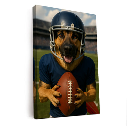 Custom Photo Footaball Dog Canvas Gift For Dog Lovers