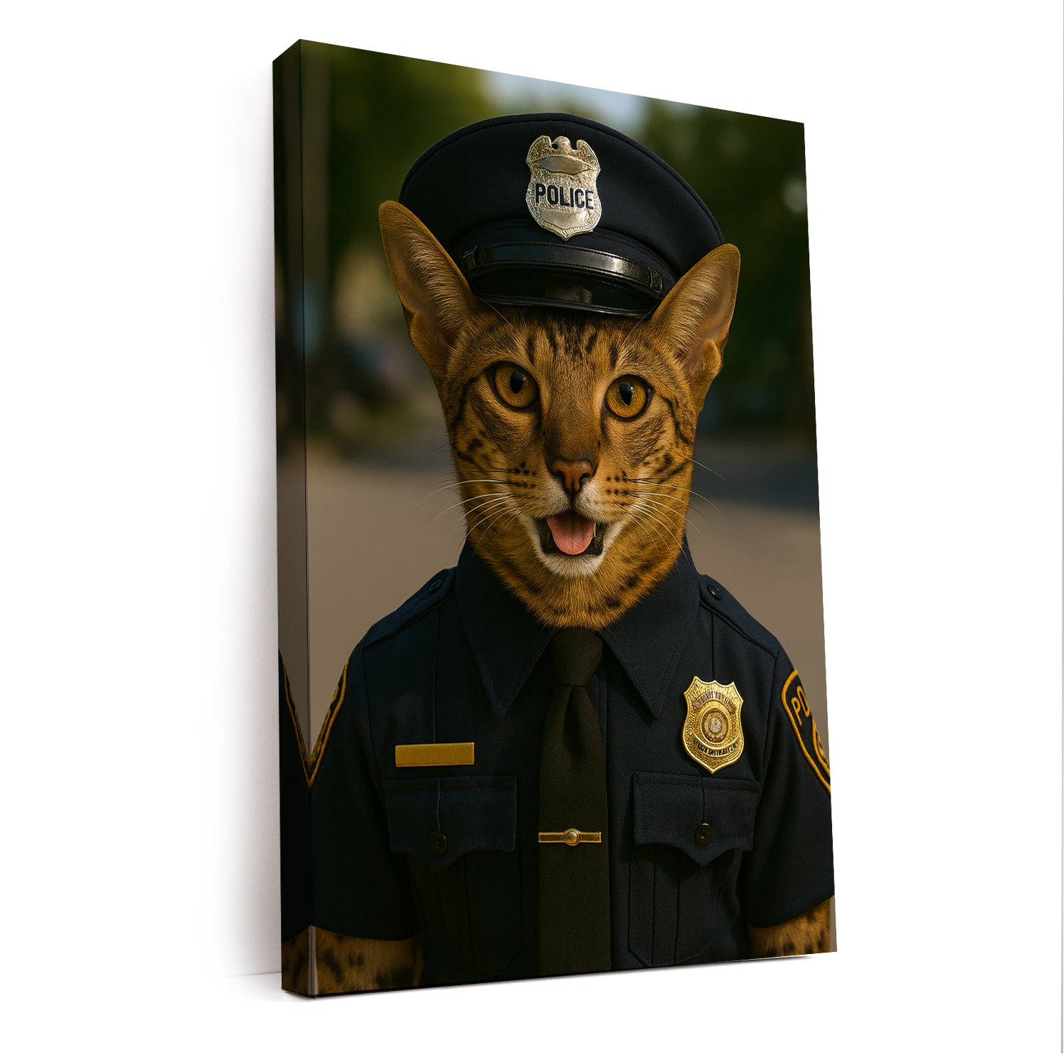 Custom Photo Police 2 Cat Canvas Gift For Cat Lovers