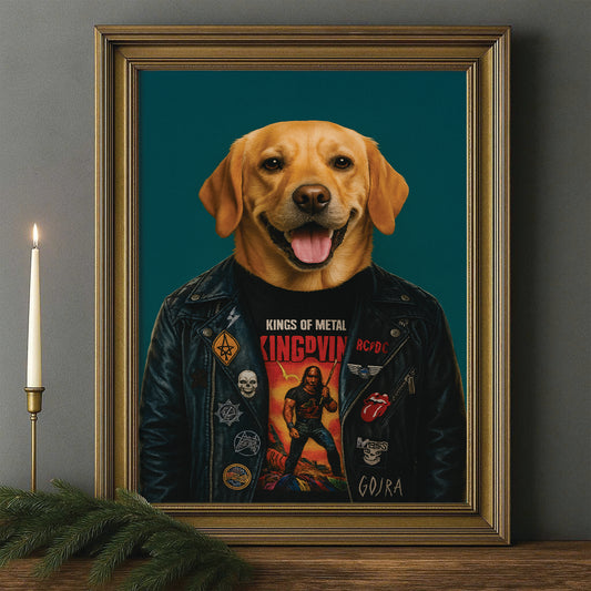 Custom Photo Dog Rock n Roll Canvas Framed Wall Art