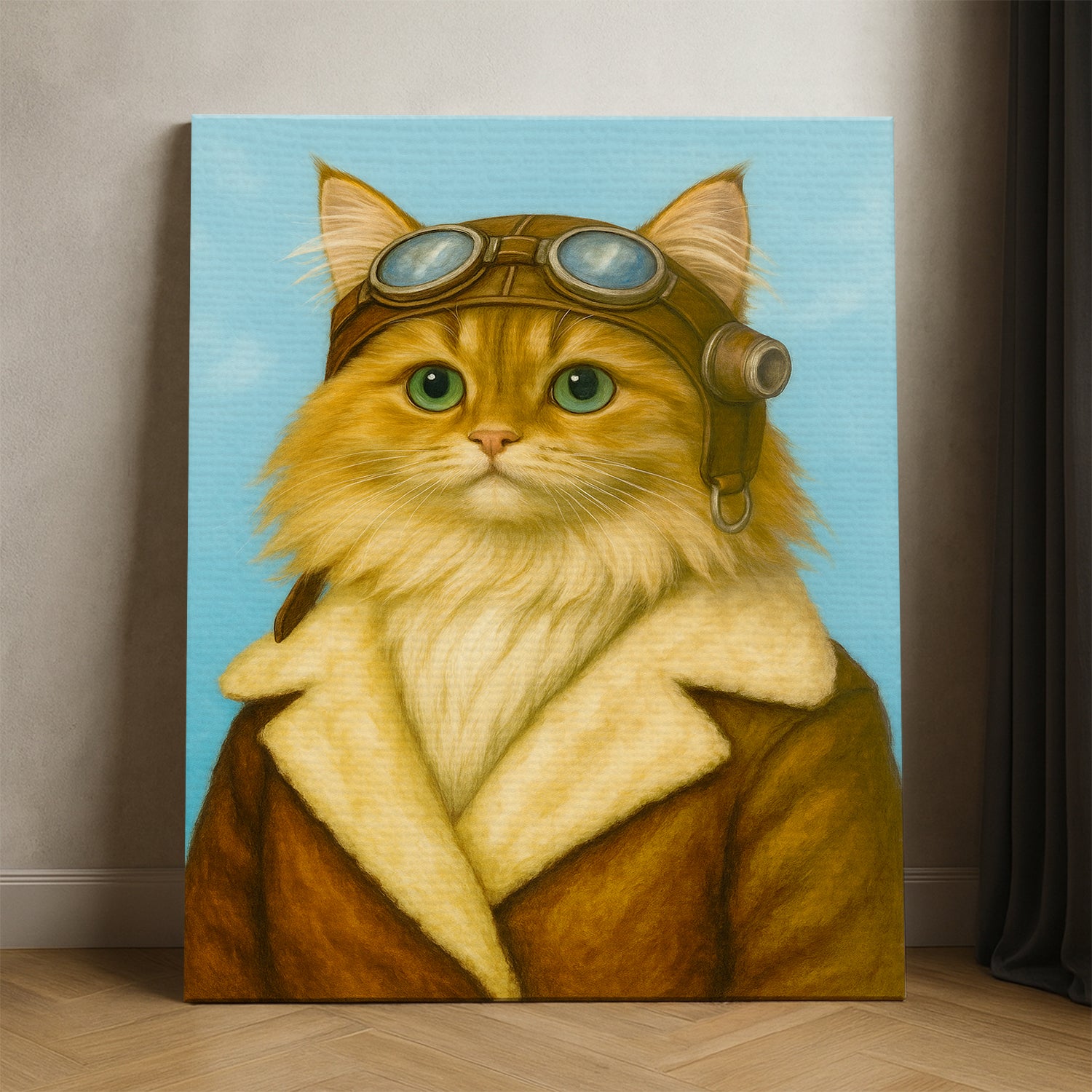 Custom Photo Portrait Pilot Canvas Gift For Cat Lovers