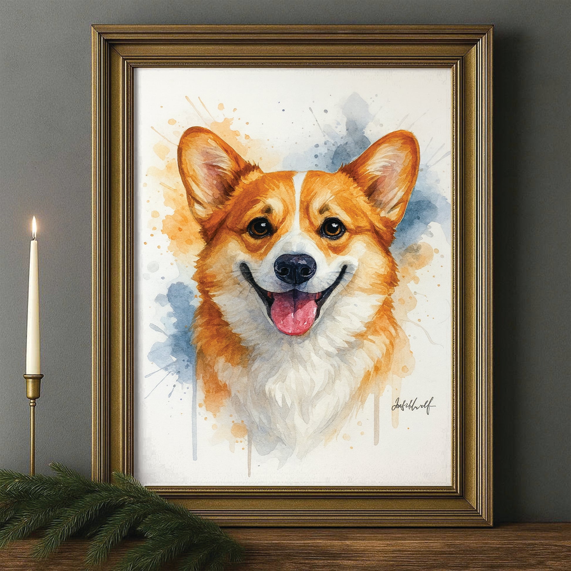 Custom Photo Dog Watercolor Artwork