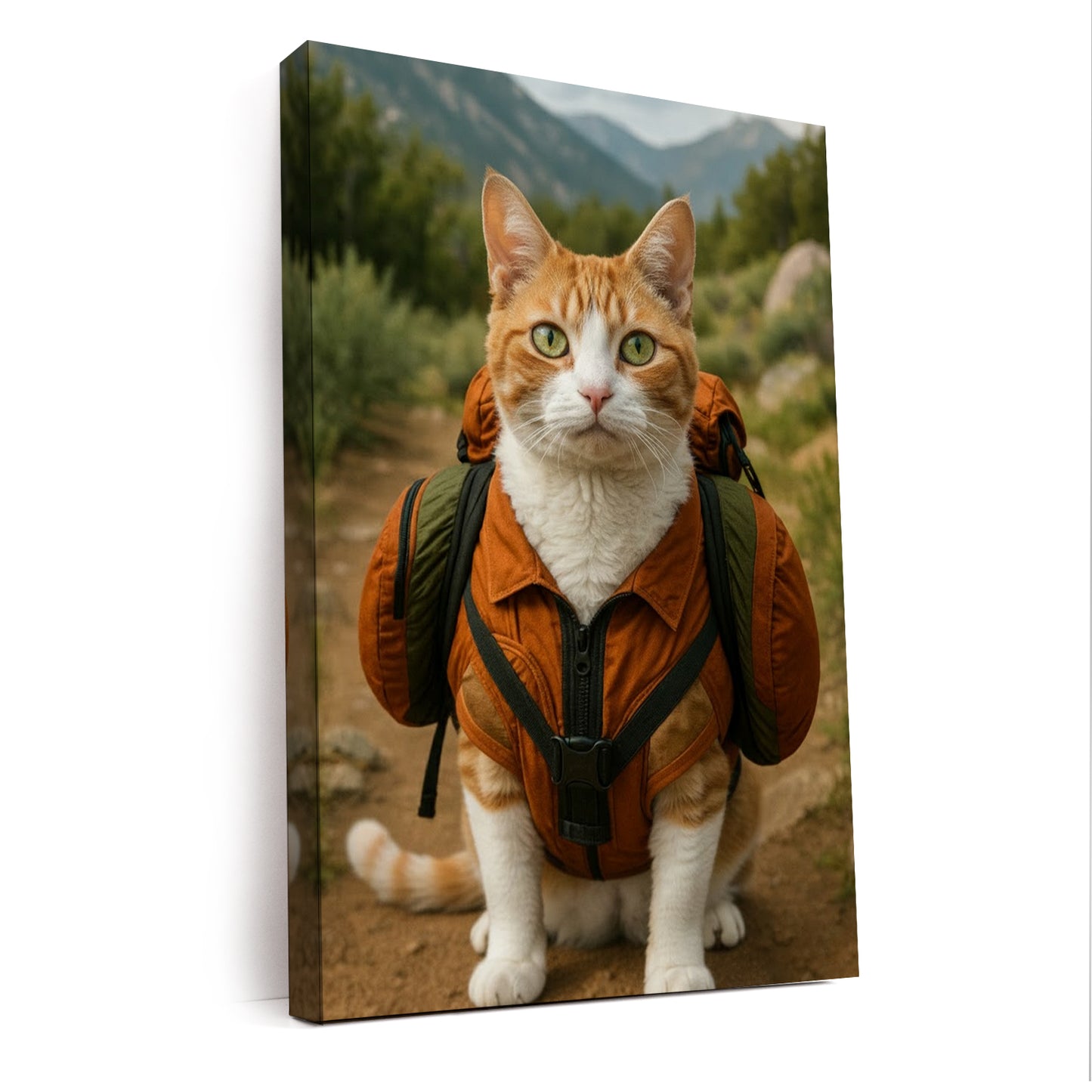 Custom Photo Backpacking Hiking Cat Canvas Gift For Cat Lovers