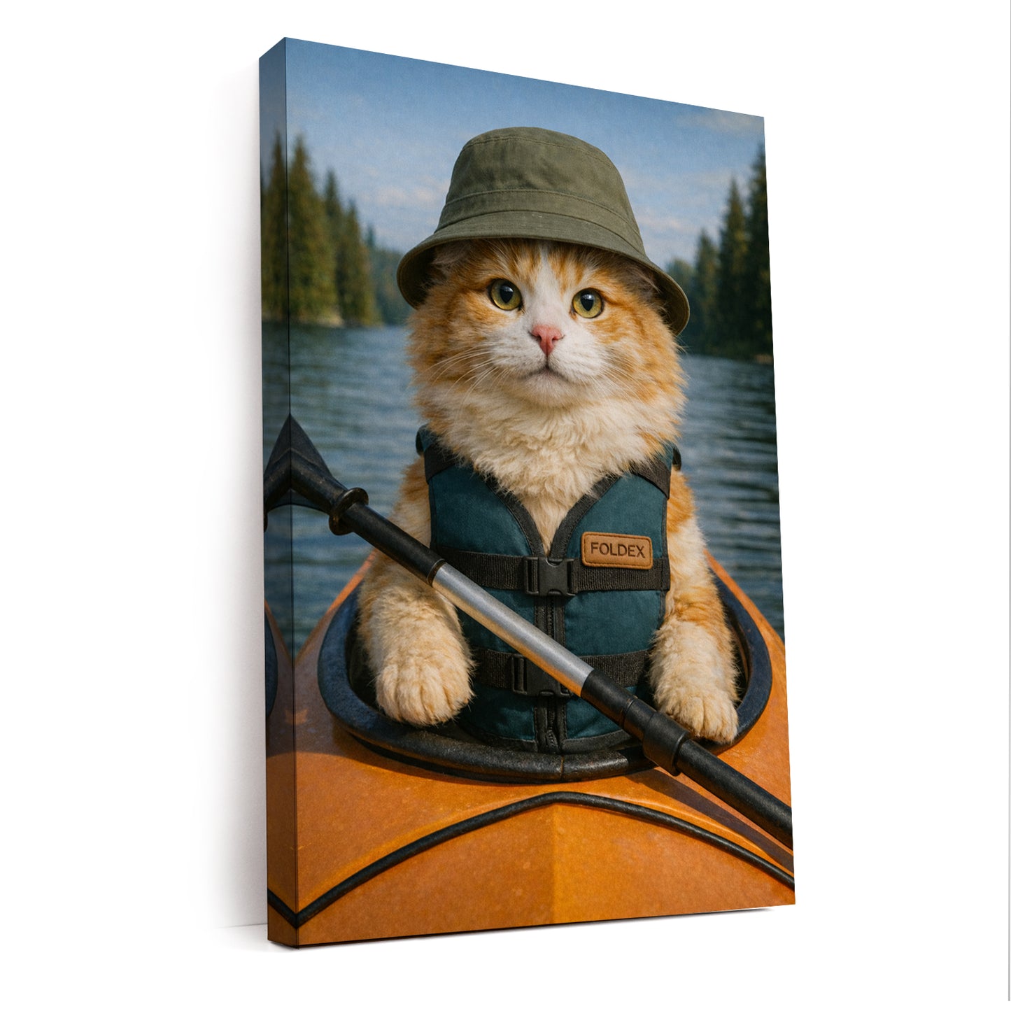 Custom Photo Kayak Cat Canvas Gift For Cat Lovers