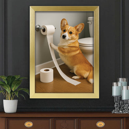 Custom Photo Dog Bathroom Style 18 Canvas Framed Wall Art Gift For Canvas Framed Wall Art