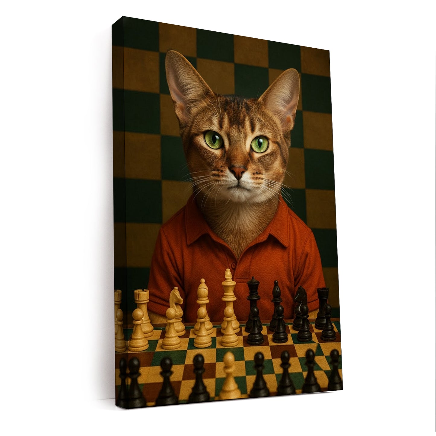 Custom Photo Chess Cat Canvas Gift For Cat Lovers