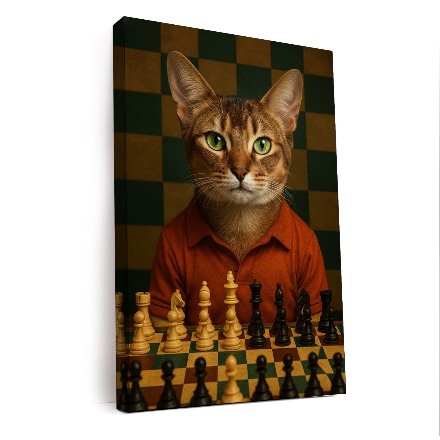 Custom Photo Chess Cat Canvas Gift For Cat Lovers