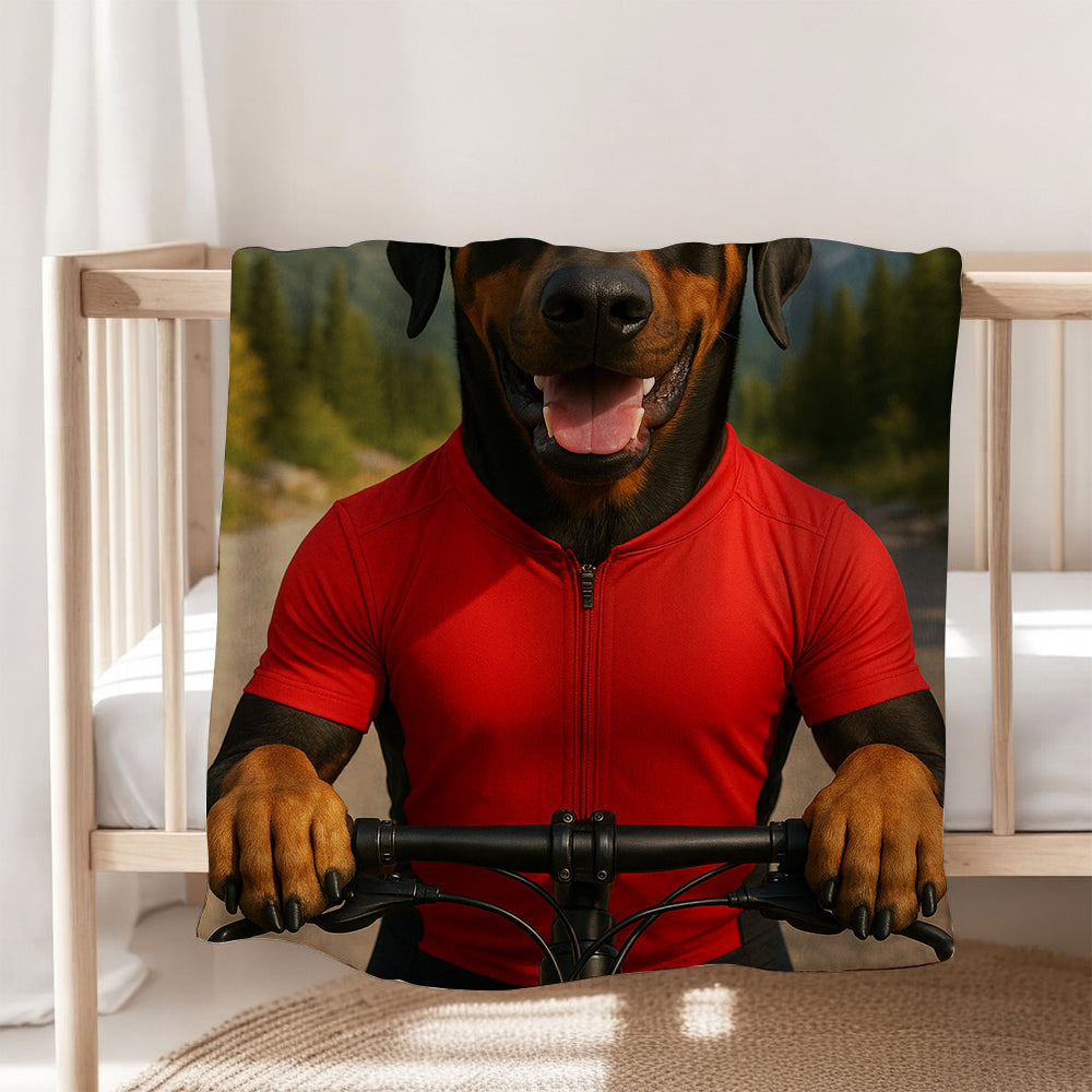 Custom Photo Cyclist Dart Bike Dog BlanketGift For Dog Lovers