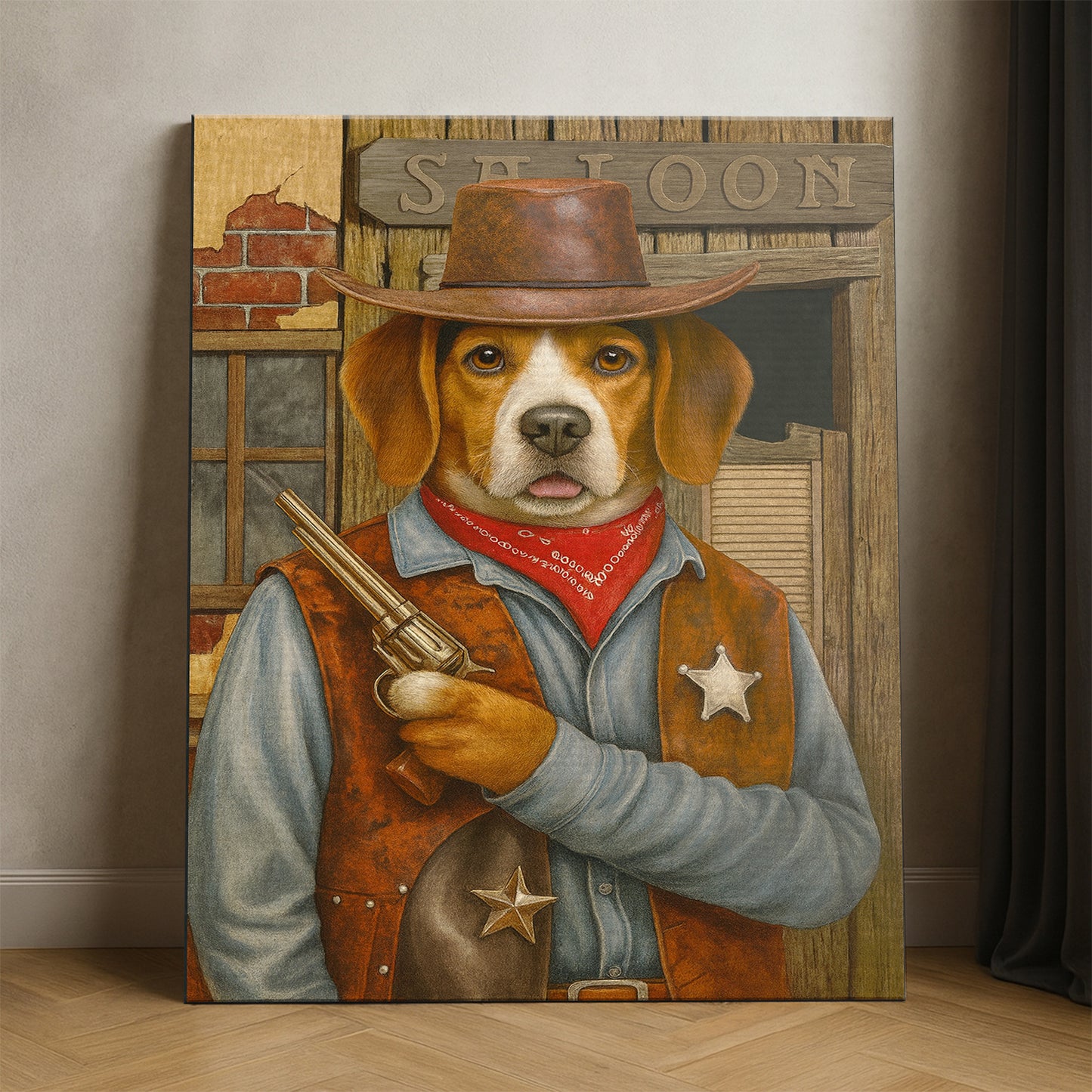 Custom Photo Dog Cowboy Canvas