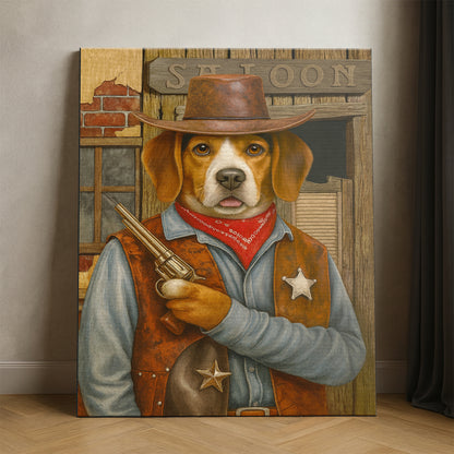 Custom Photo Dog Cowboy Canvas