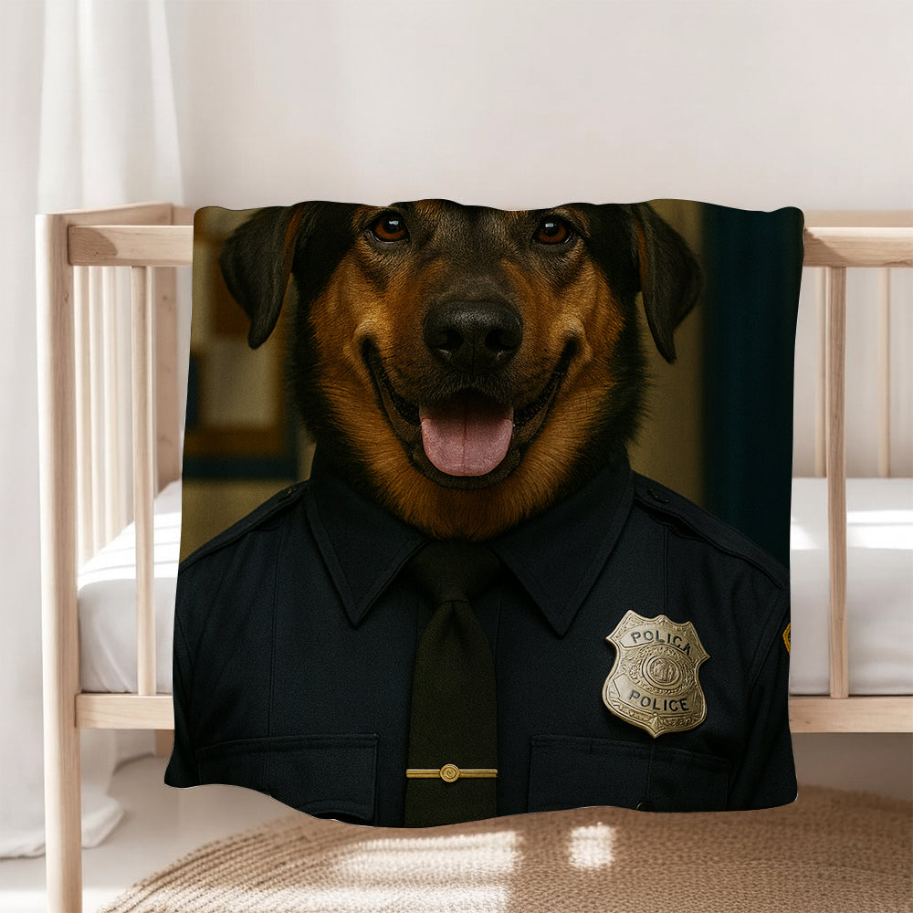 Custom Photo Police Dog BlanketGift For Dog Lovers