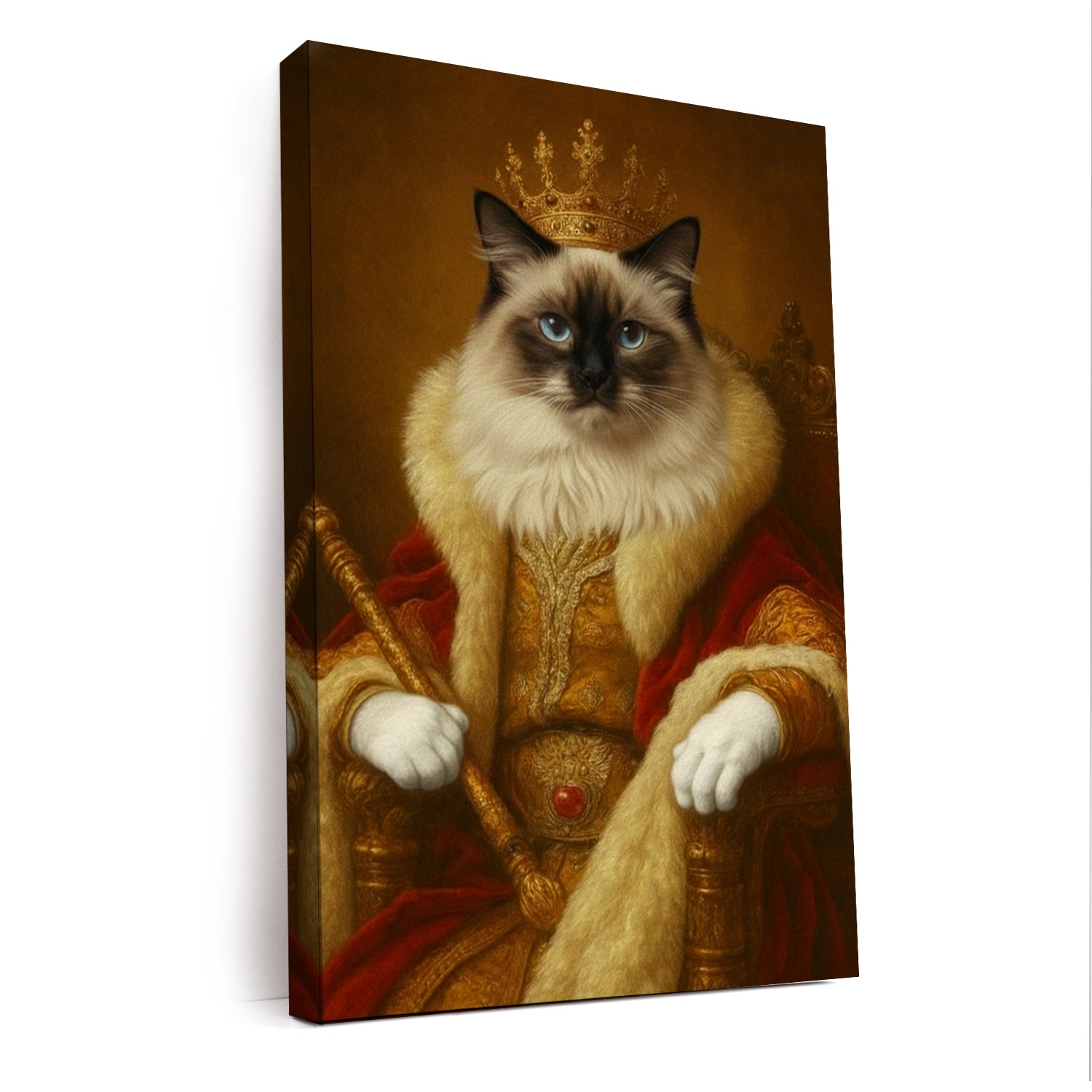 Custom Photo King Royal With Crown Cat Canvas Gift For Cat Lovers