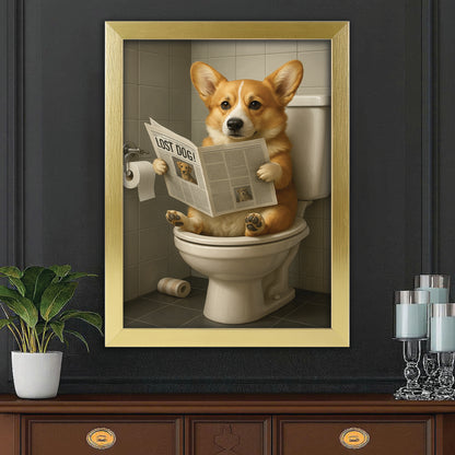 Custom Photo Bathroom Dog Canvas Framed Wall Art Gift For Dog Lovers