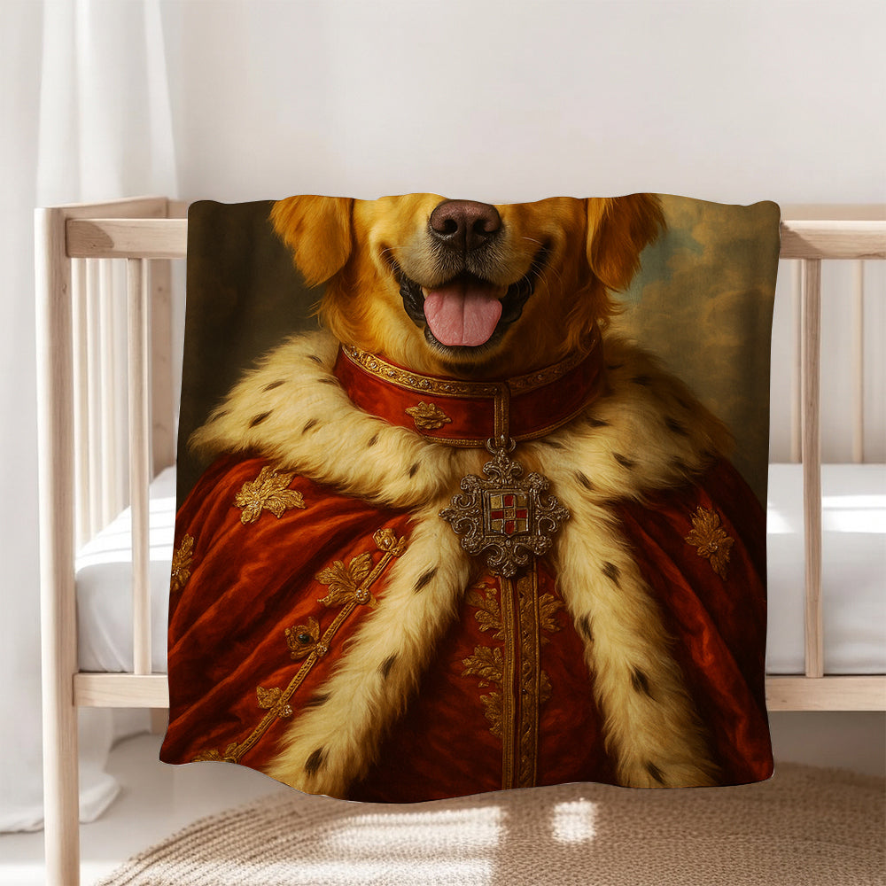Custom Photo Dog Royal Pet King Portrait Blanket Gift For Dog Lover