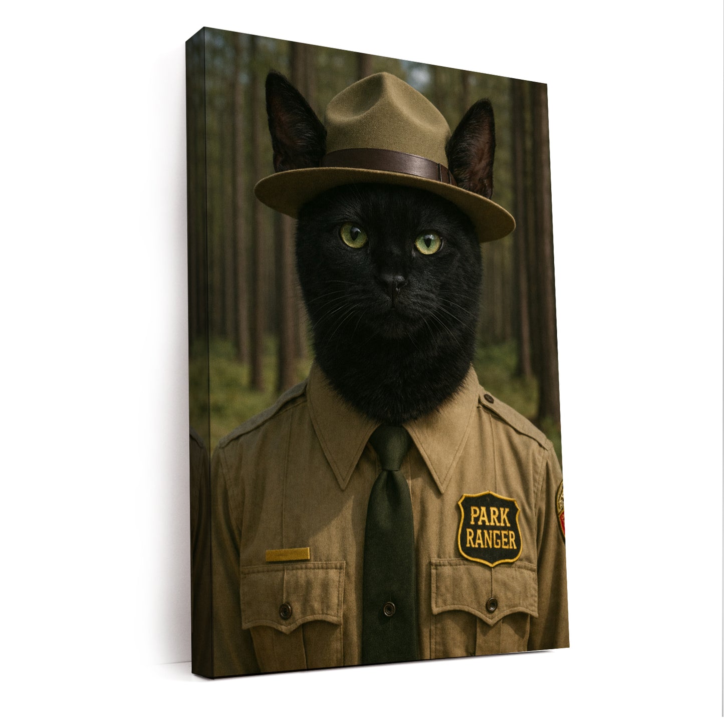 Custom Photo Park Ranger Cat Canvas