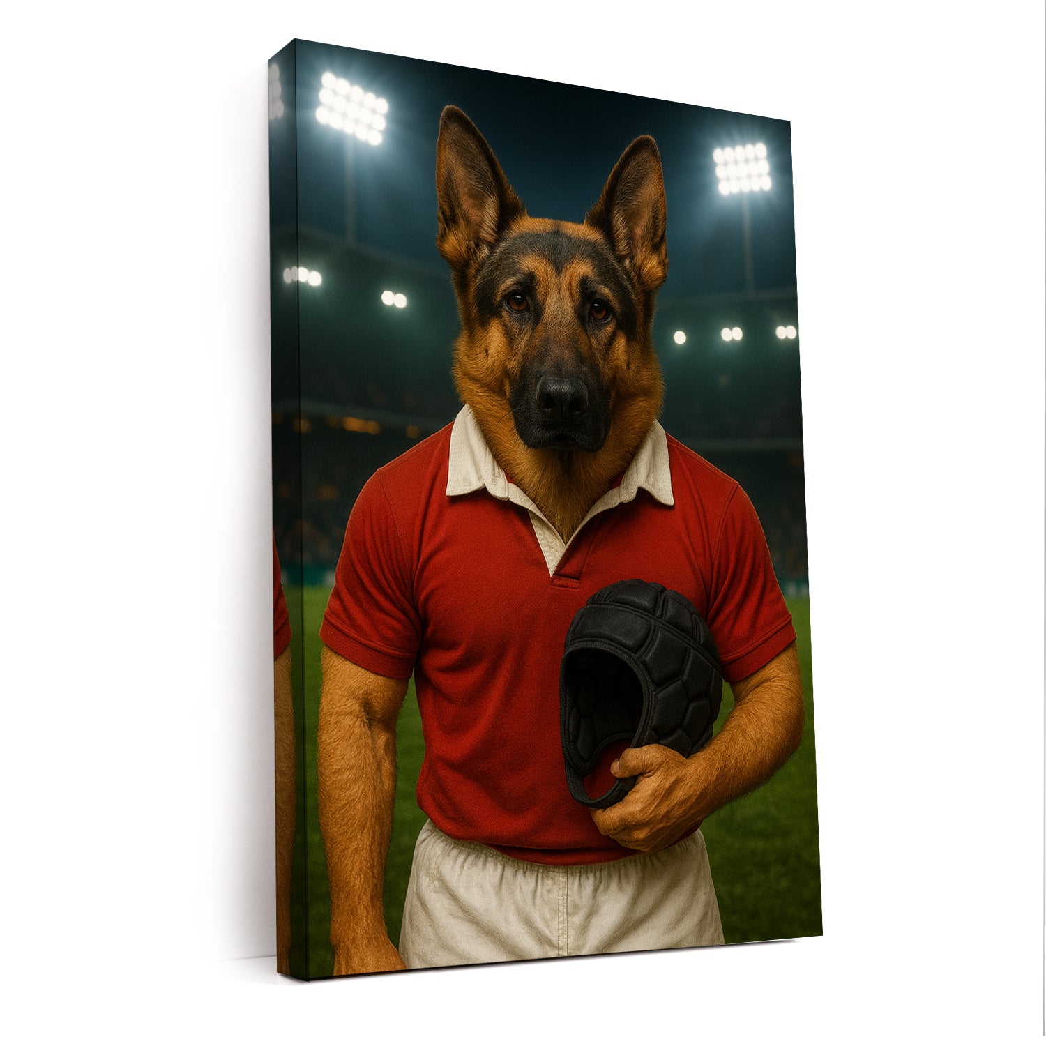 Custom Photo Rugby Player 2 Dog Canvas Gift For Dog Lovers