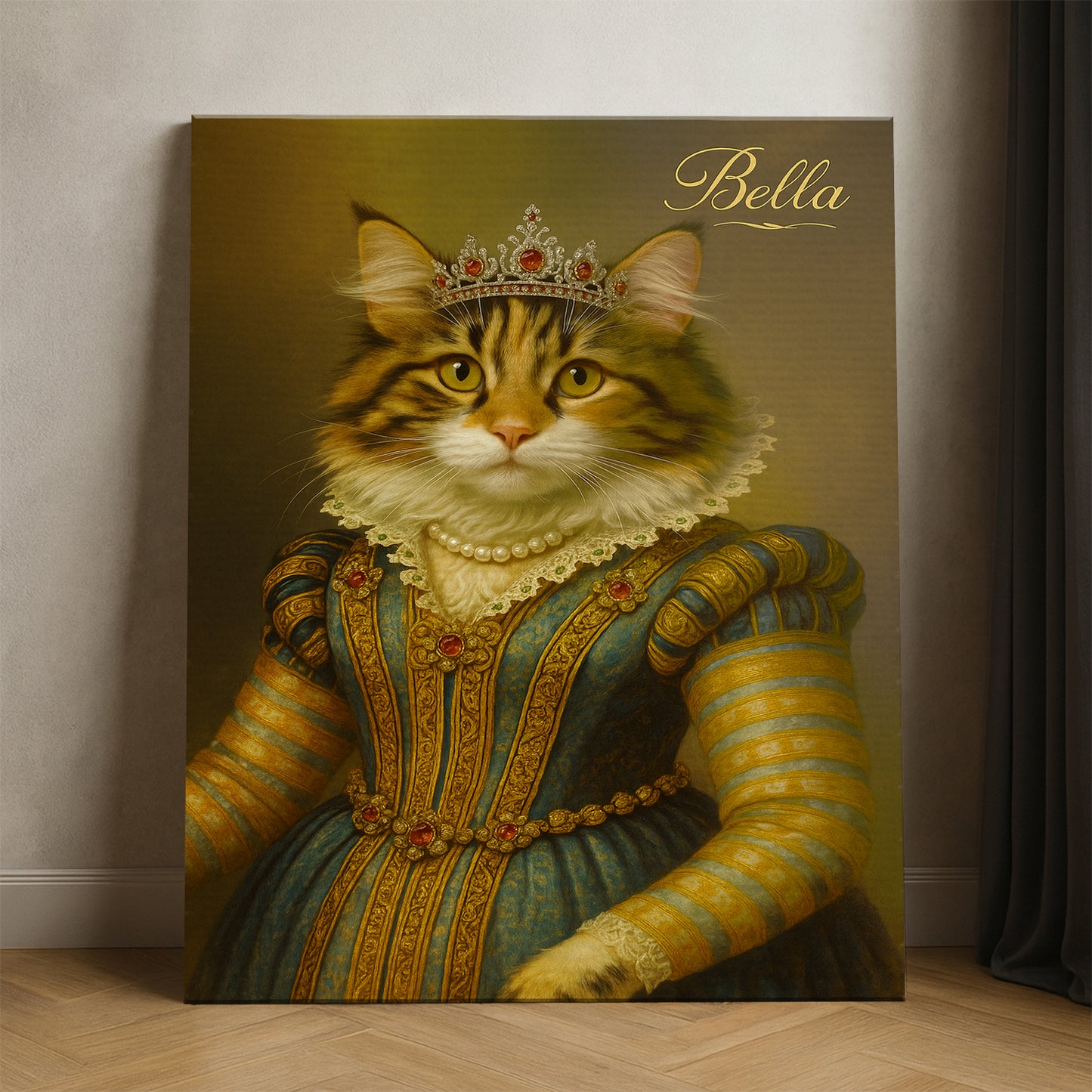 Custom Photo Sapphire Queen Cat Canvas Gift For Cat Lovers