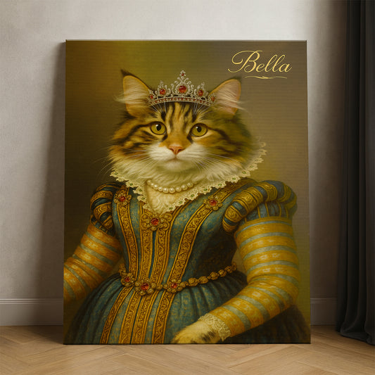 Custom Photo Sapphire Queen Cat Canvas Gift For Cat Lovers