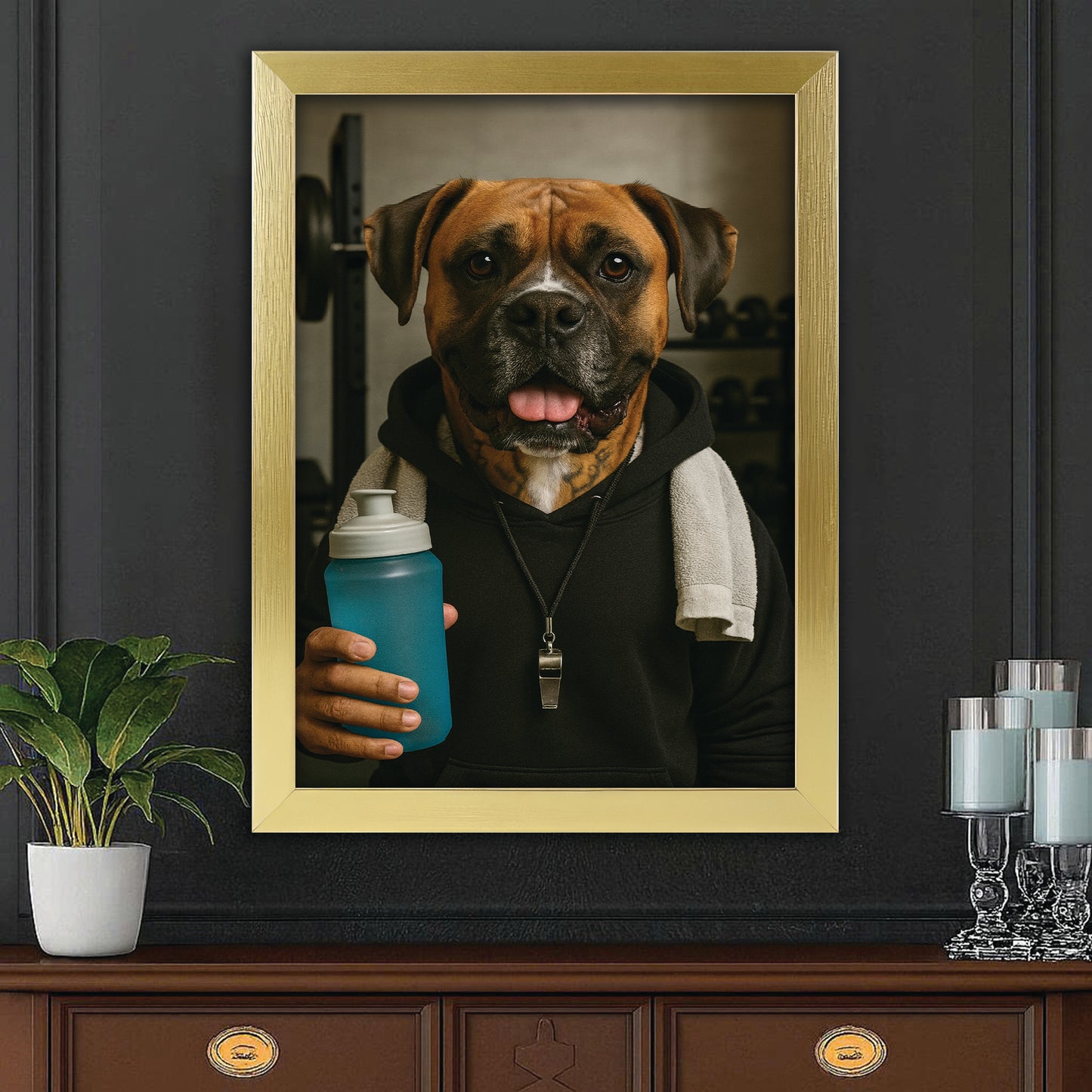 Custom Photo Personal Trainer Dog Canvas Framed Wall Art Gift For Dog Lovers