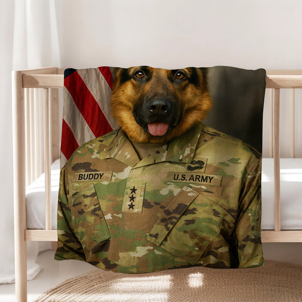 Custom Dog Photo Us Army Blanket For Dog Lover