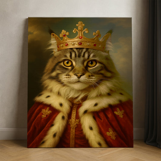 Custom Photo Cat Royal Canvas Pet King Portrait