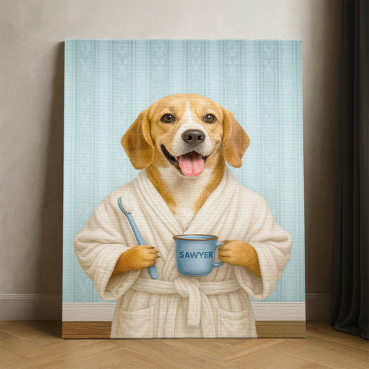 Custom Photo Dog Bathroom Canvas Dog Gifts Lovers
