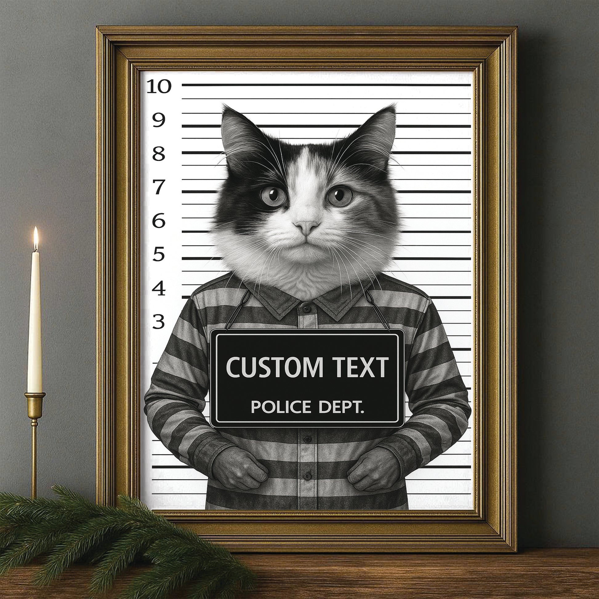 Custom Photo Cat Wanted By Pawlice Canvas Framed Wall Art _ Gifts For Cat Lovers