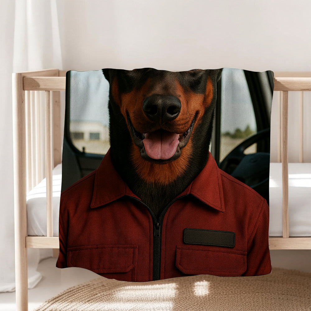 Custom Photo Trucker Driver Dog BlanketGift For Dog Lovers