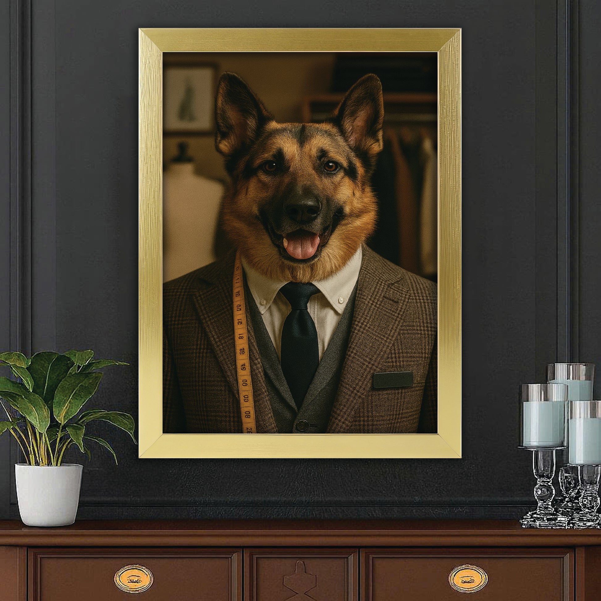 Custom Photo Tailor Dog Canvas Framed Wall Art Gift For Dog Lovers
